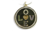 Pend62 27mm copper circle pendant pave zirconia black plated