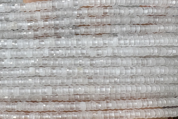 ROND230 15 inches 2.5*4mm faceted heishi white jade beads