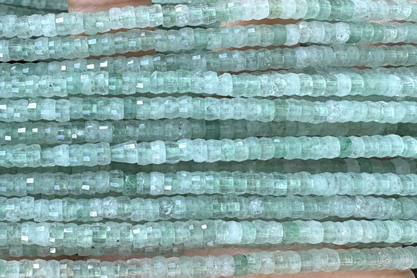 ROND231 15 inches 2.5*4mm faceted heishi green strawberry quartz beads