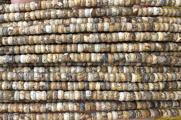 ROND233 15 inches 2.5*4mm faceted heishi picture jasper beads