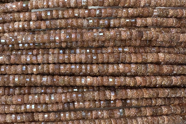 ROND234 15 inches 2.5*4mm faceted heishi goldstone beads