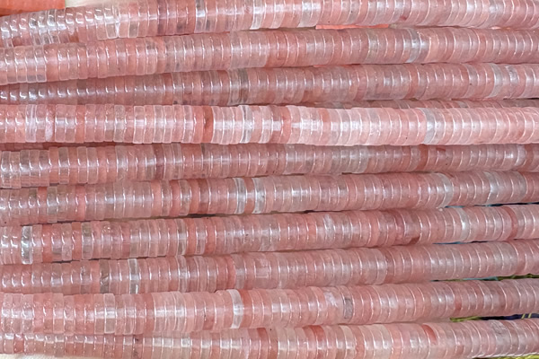 ROND245 15 inches 1.5*6mm heishi cherry quartz gemstone beads