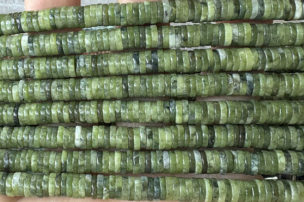 ROND267 15 inches 1.5*6mm heishi jade beads