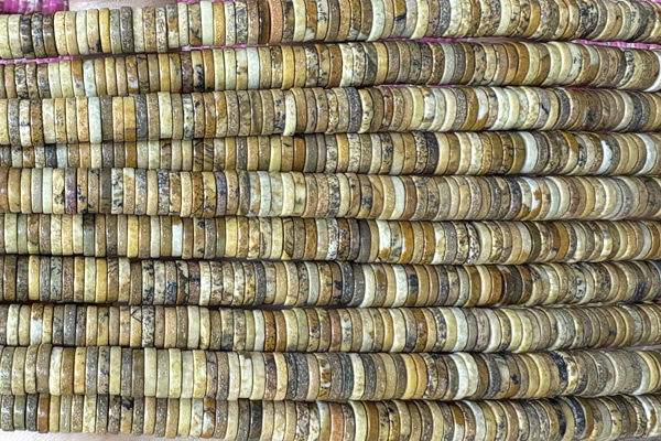 ROND272 15 inches 1.5*6mm heishi picture jasper gemstone beads