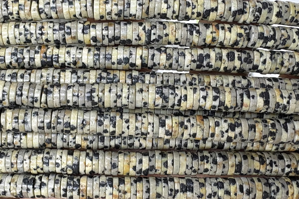 ROND276 15 inches 1.5*6mm heishi sesame jasper beads