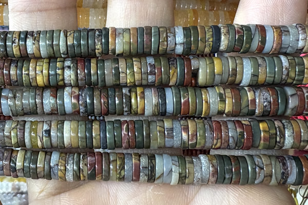 ROND280 15 inches 1.5*6mm heishi picasso picture jasper beads
