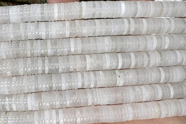 ROND290 15 inches 2*8mm heishi white jade gemstone beads