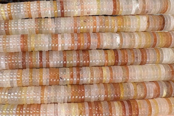 ROND291 15 inches 2*8mm heishi pink aventurine jade beads