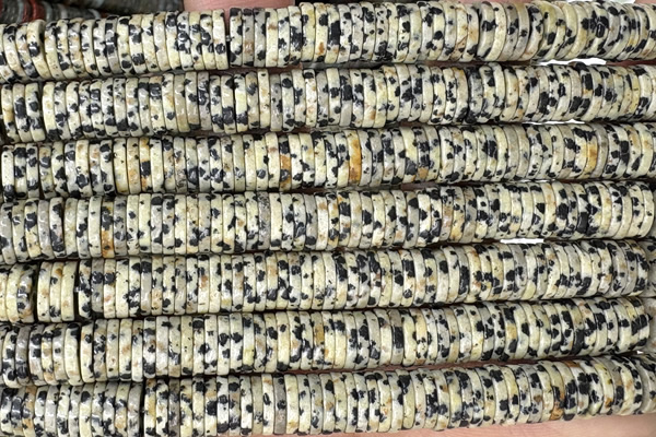 ROND292 15 inches 2*8mm heishi sesame jasper beads