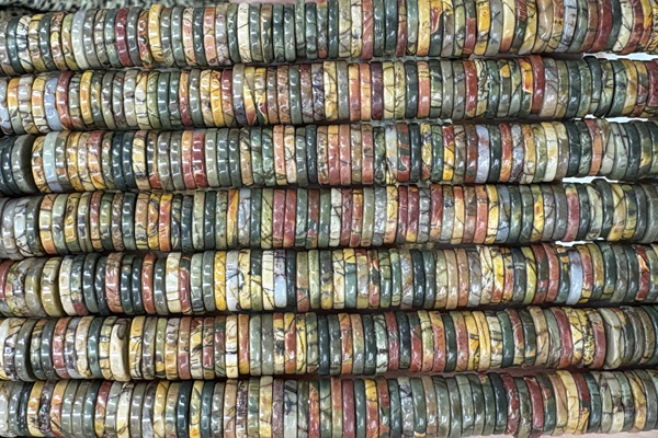 ROND294 15 inches 2*8mm heishi picasso picture jasper beads
