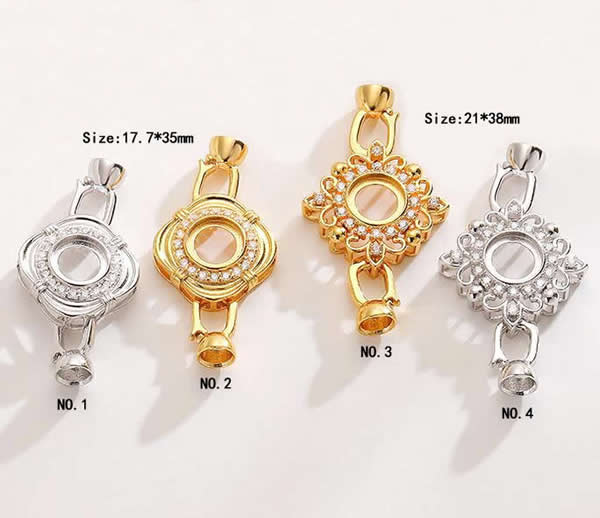 Silv112 17.7*35mm – 21*38mm Cubic Zirconia Micro Pave 925 Sterling Silver Clasp Plated