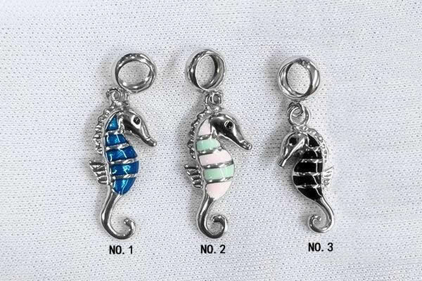 Silv132 15*23mm 925 Sterling Silver Sea Horse Pendant Enamel Plated