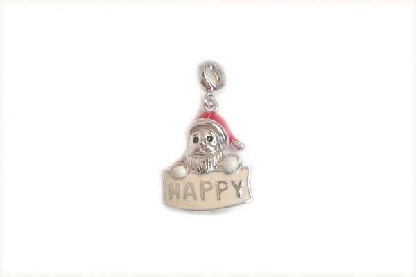 Silv154 14*25.5mm 925 Sterling Silver Santa Claus Pendant Enamel Plated