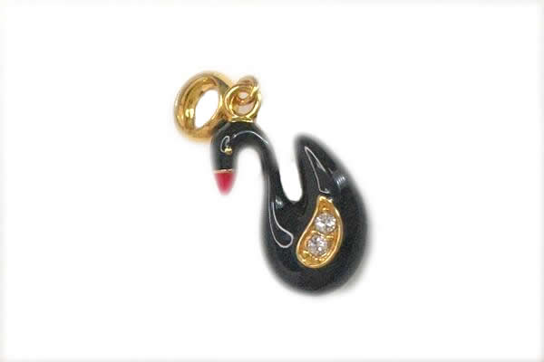 Silv164 9*24mm 925 Sterling Silver Swan Pendant Enamel Plated