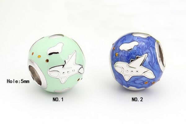 Silv177 11*12mm 925 Sterling Silver Beads Enamel Plated