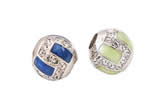 Silv180 10.5*11.5mm Cubic Zirconia Micro Pave 925 Sterling Silver Beads Enamel Plated