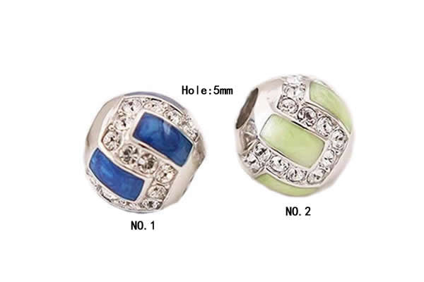 Silv180 10.5*11.5mm Cubic Zirconia Micro Pave 925 Sterling Silver Beads Enamel Plated