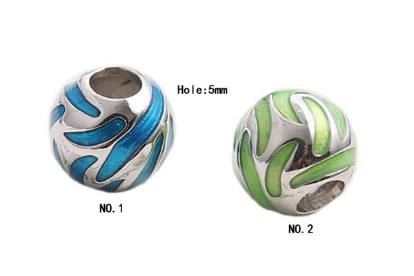 Silv181 10.6*11.8mm 925 Sterling Silver Beads Enamel Plated