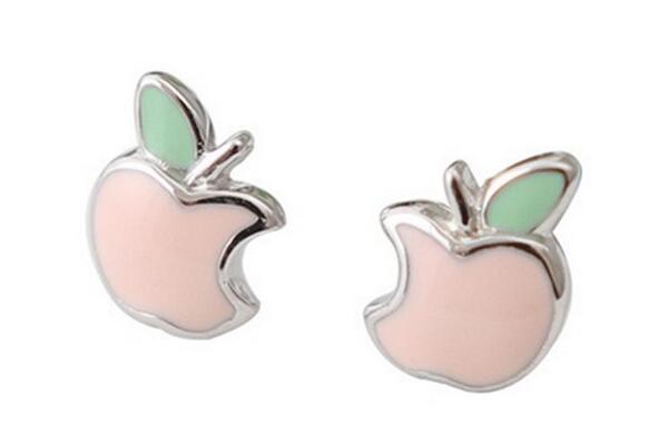 Silv205 6*8mm 925 Sterling Silver Stud Earrings Enamel Plated