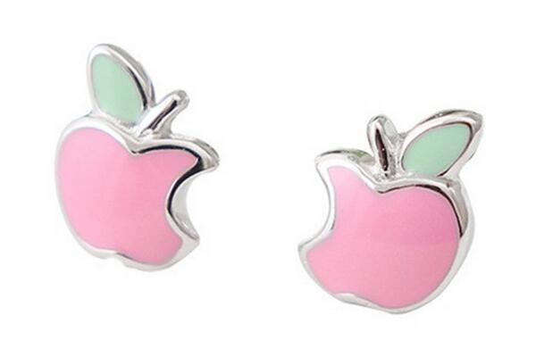 Silv206 6*8mm 925 Sterling Silver Stud Earrings Enamel Plated