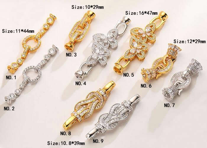 Silv82 10*29mm – 16*47mm Cubic Zirconia Micro Pave 925 Sterling Silver Clasp Plated