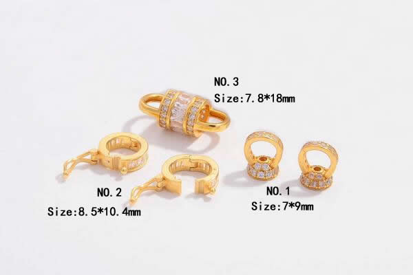 Silv84 7*9mm – 7.8*18mm Cubic Zirconia Micro Pave 925 Sterling Silver Clasp Gold Plated