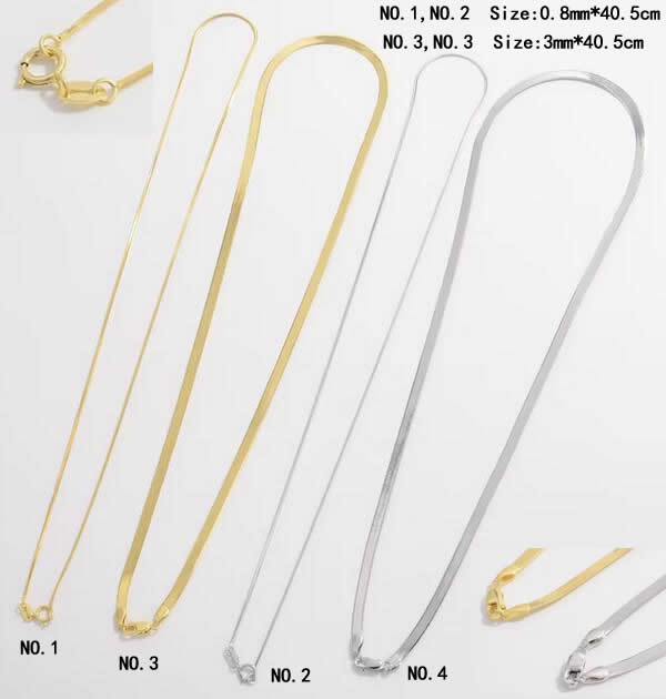 Silv96 0.8mm*40.5cm - 3mm*40.5cm 925 Sterling Necklace Chain Plated