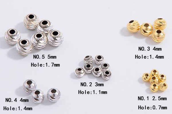 Silv16 2.5mm, 3mm, 4mm, 5mm 925 Sterling Silver Carved Beads Plated