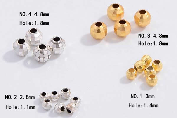 Silv17 2.8mm, 3mm, 4.8mm Faceted Round Beads 925 Sterling Silver Plated