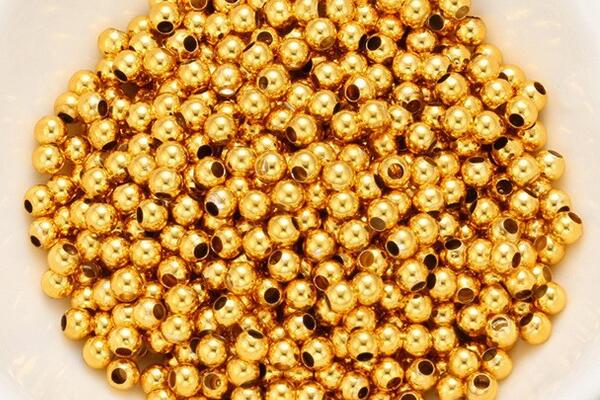 Silv24 2mm, 2.5mm, 3mm, 4mm 925 Sterling Silver Beads Gold Plated