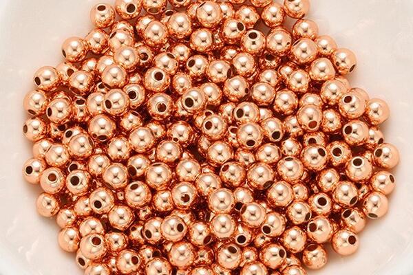 Silv27 5mm, 6mm, 8mm, 10mm 925 Sterling Silver Beads Rose Gold Plated