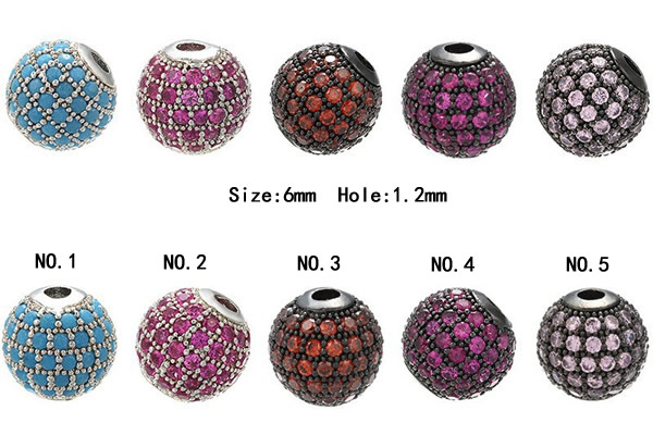 Silv38 6mm 925 Sterling Silver Pave Zirconia Plated