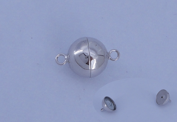 SSC104 2pcs 12mm round 925 sterling silver magnetic clasps