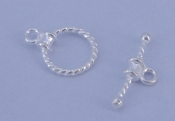 SSC18 5pcs 10mm donut 925 sterling silver toggle clasps