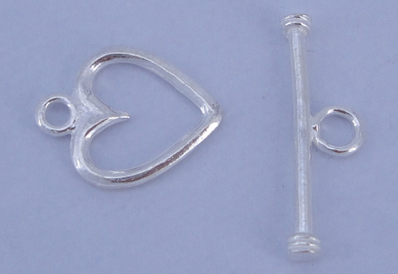 SSC28 5pcs 11*14mm heart 925 sterling silver toggle clasps