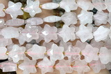 STAR44 15 inches 14mm faceted star rose quartz beads