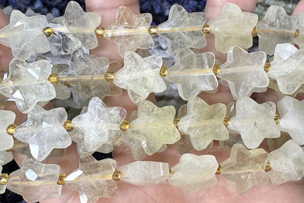 STAR45 15 inches 14mm faceted star quartz gemstone beads