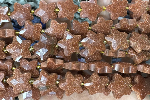 STAR48 15 inches 14mm faceted star goldstone gemstone beads