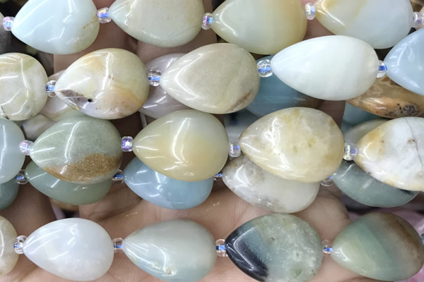 TEAR07 15 inches 13*18mm flat teardrop amazonite gemstone beads