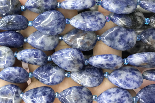 TEAR22 15 inches 13*18mm flat teardrop blue spot stone beads