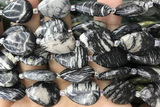 TEAR26 15 inches 13*18mm flat teardrop black water jasper beads