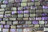 TUBE108 15 inches 6*11mm - 8*14mm faceted tube charoite gemstone beads