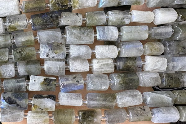 TUBE111 15 inches 6*11mm - 8*14mm faceted tube labradorite beads