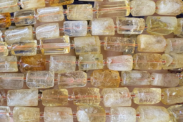 TUBE113 15 inches 6*11mm - 8*14mm faceted tube citrine beads