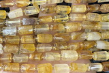 TUBE114 15 inches 6*11mm - 8*14mm faceted tube yellow quartz beads