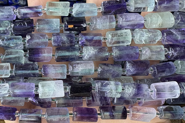 TUBE116 15 inches 6*11mm - 8*14mm faceted tube fluorite beads