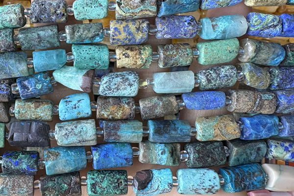 TUBE120 15 inches 6*11mm - 8*14mm faceted tube chrysocolla beads
