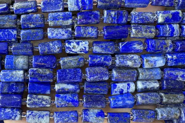 TUBE121 15 inches 6*11mm - 8*14mm faceted tube lapis lazuli beads
