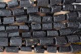 TUBE122 15 inches 6*11mm - 8*14mm faceted tube black tourmaline beads