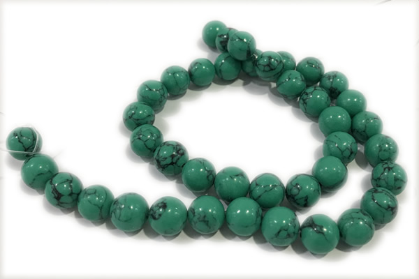 TURQ185 15 inches 12mm round synthetic turquoise beads